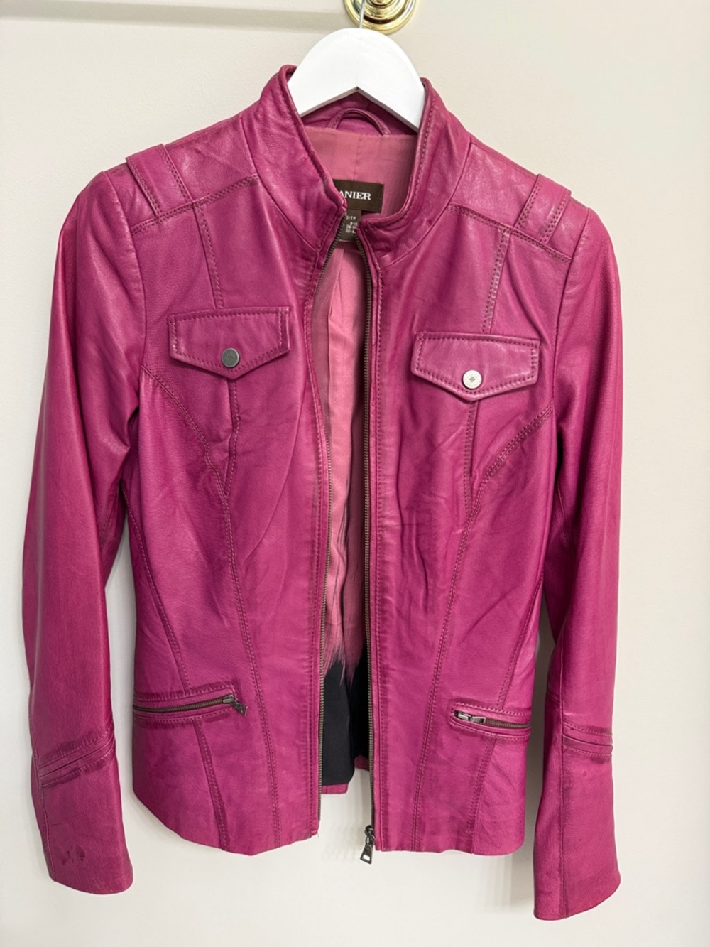 Danier Fuchsia Leather Moto Jacket